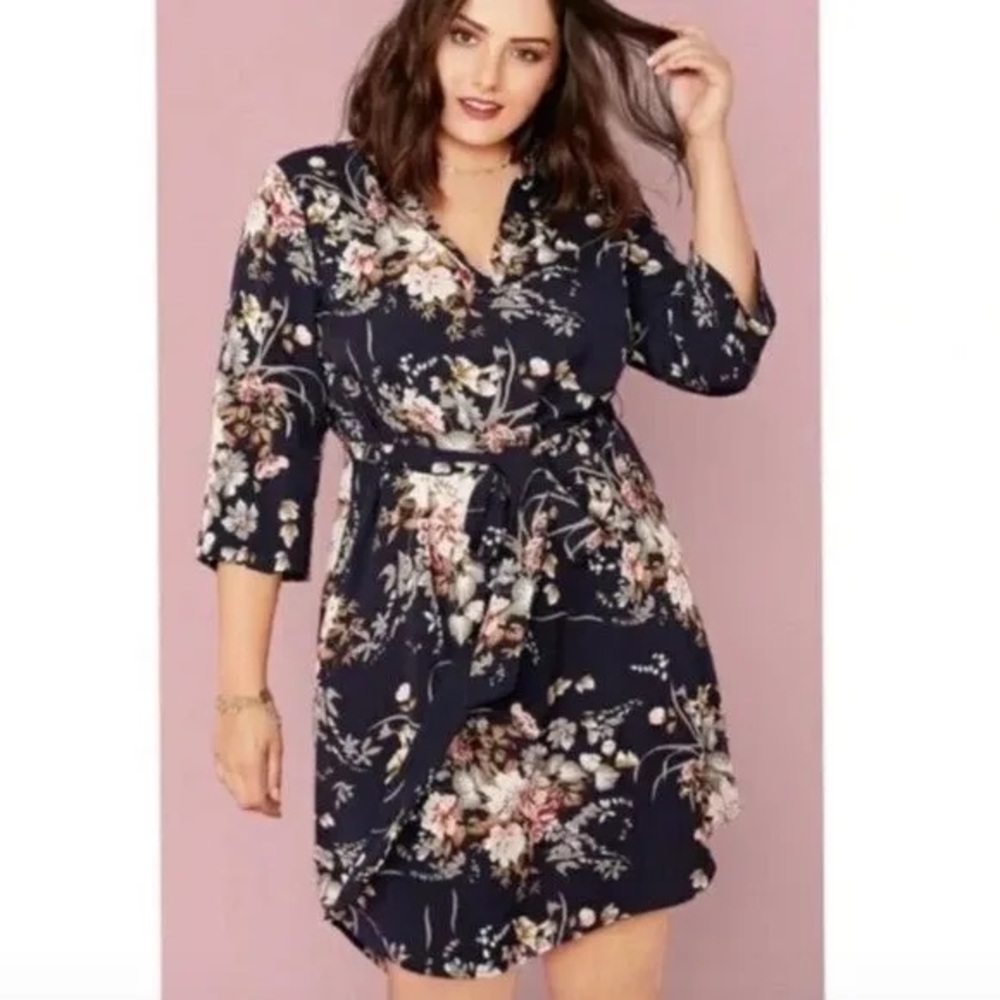 41 Hawthorn Floral Size XL Tie Waist Shirt Dress